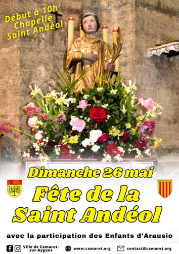 Fête de la Saint Andéol le dimanche 26 mai à partir de 10h00